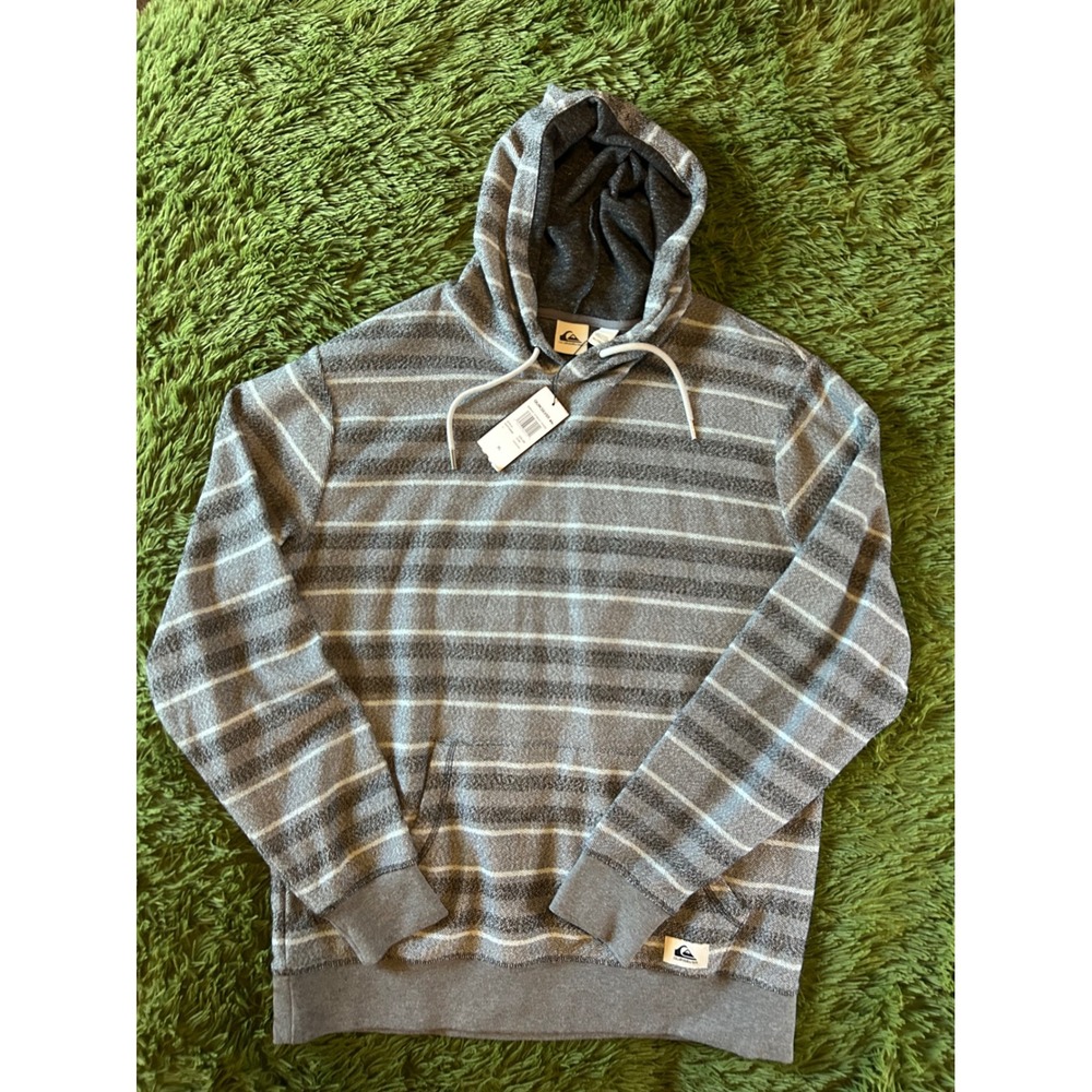 Quiksilver Hoodie Mens XL Gray Great Otway Hood Striped Knit Pullover NEW NWT